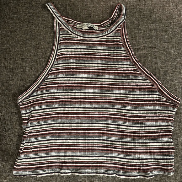 Express Tops - Express striped high neck crop top